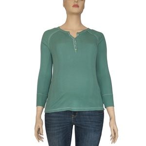 XL Green Horizontal Striped Thermal Shirt